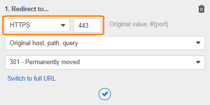 Listener configuration to redirect HTTP to HTTPS