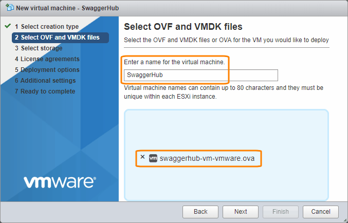 VM name and OVA file name