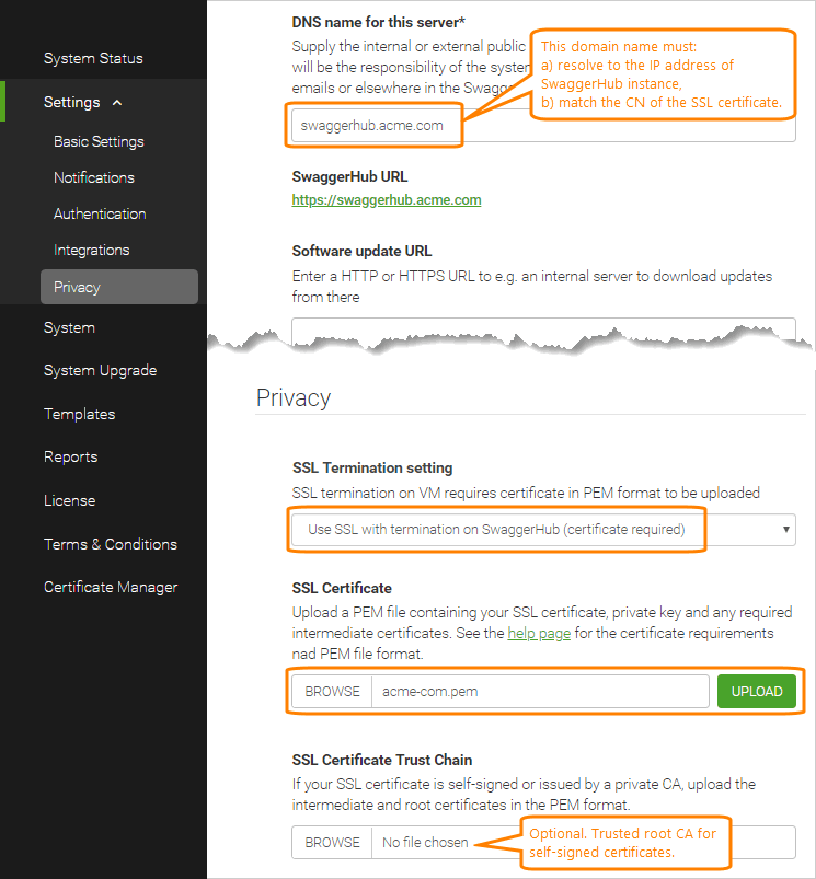 Installing SSL certificate Installing SSL certificate