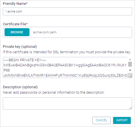 Uploading a certificate